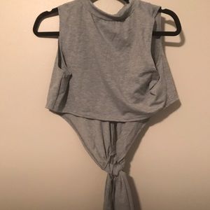 Athleisure Crop Top with Front/Back Sash Tie